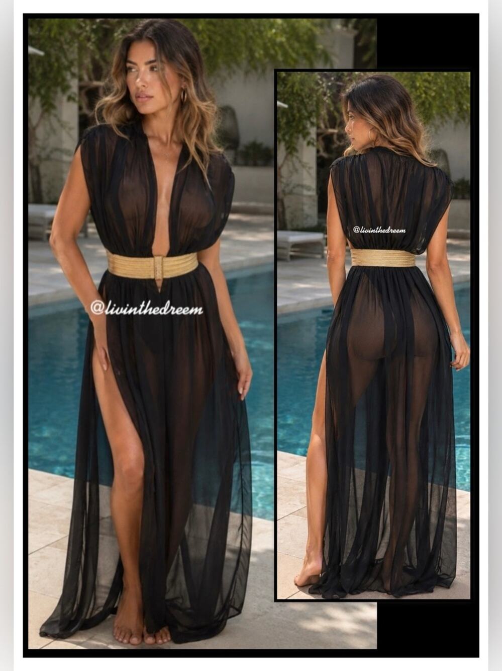 MODA MINX What A Waist Maxi Semi Sheer Cover Up One Size